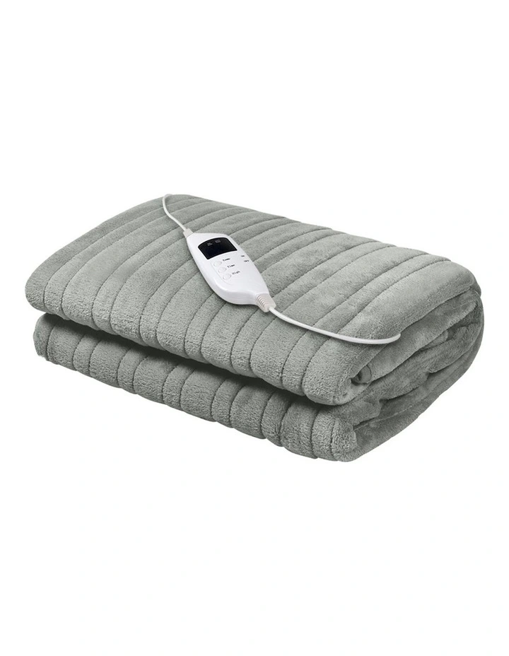Washable Heated Electric Throw Rug Fleece Snuggle Blanket in Silver