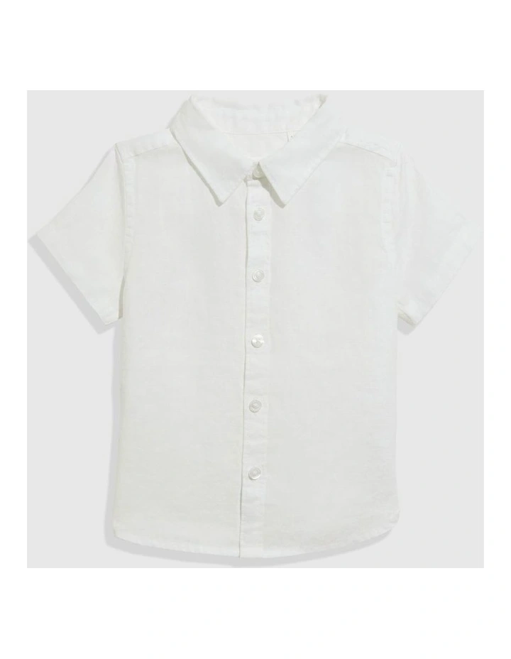 Organically Grown Short Sleeve Linen Shirt in White
