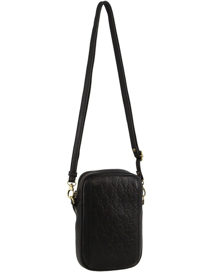 Leather Textured Design Phone Bag in Black