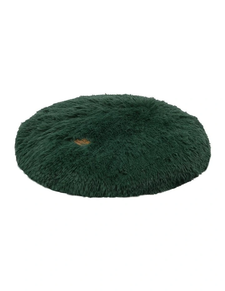Shaggy Faux Fur Round Calming Dog in Eden Green