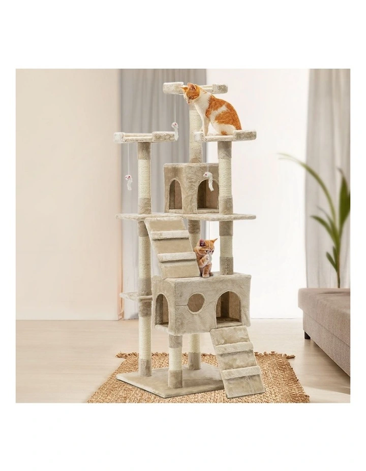 Cat Tree Tower Scratching Wood Condo House 180cm
