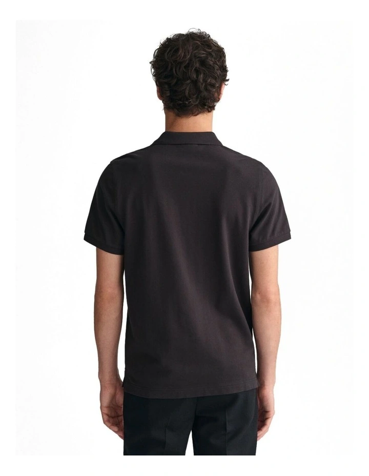 Regular Fit Shield Piqu Polo Shirt in Black