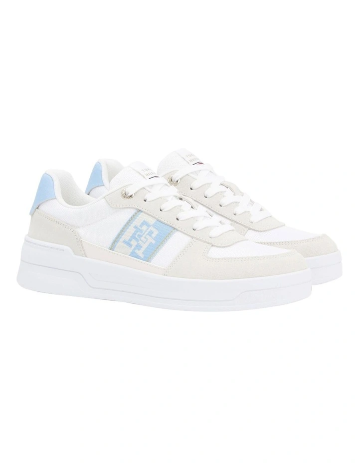 Basket Sneaker with Webbing in Blue/White