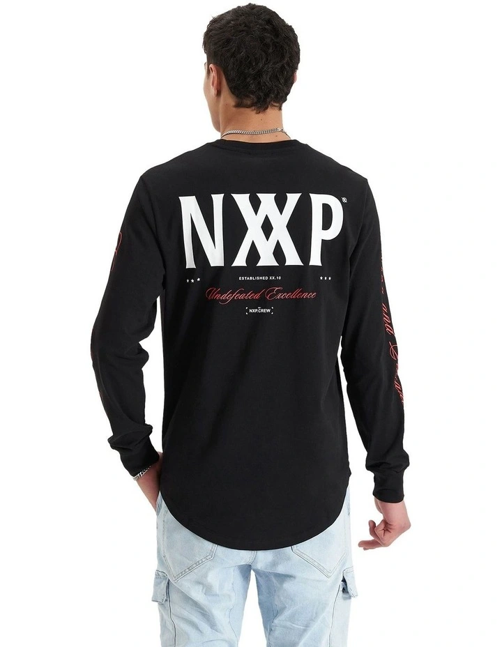 Stasis Heavy Dual Curved Long Sleeve Tee in Jet Black