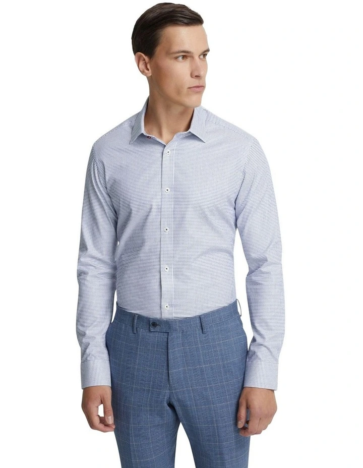 Beckton Mini Check Shirt in Blue/White