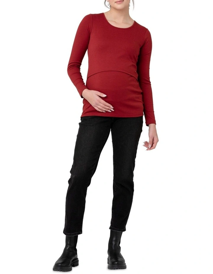 Tessa Rib Nursing Top in Spice