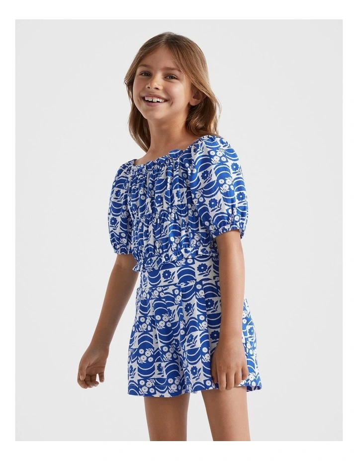 Floral Top in Cobalt Blue