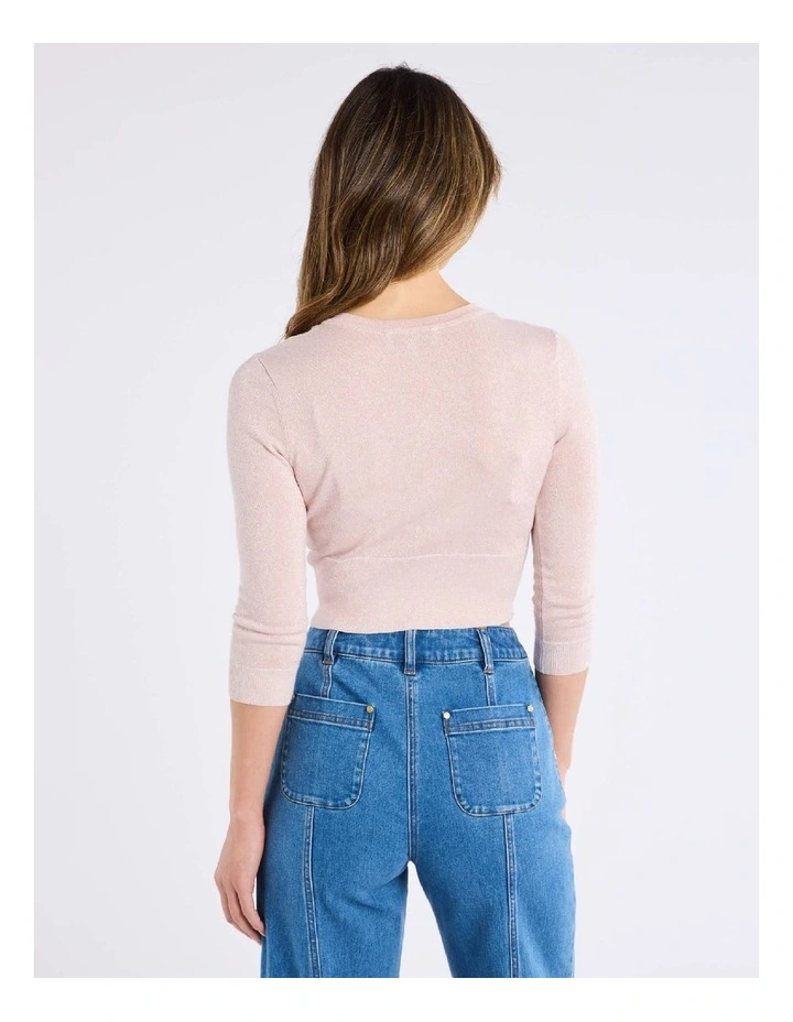 Chessie Shimmer 3/4 Sleeve Cardigan in Blush Pink