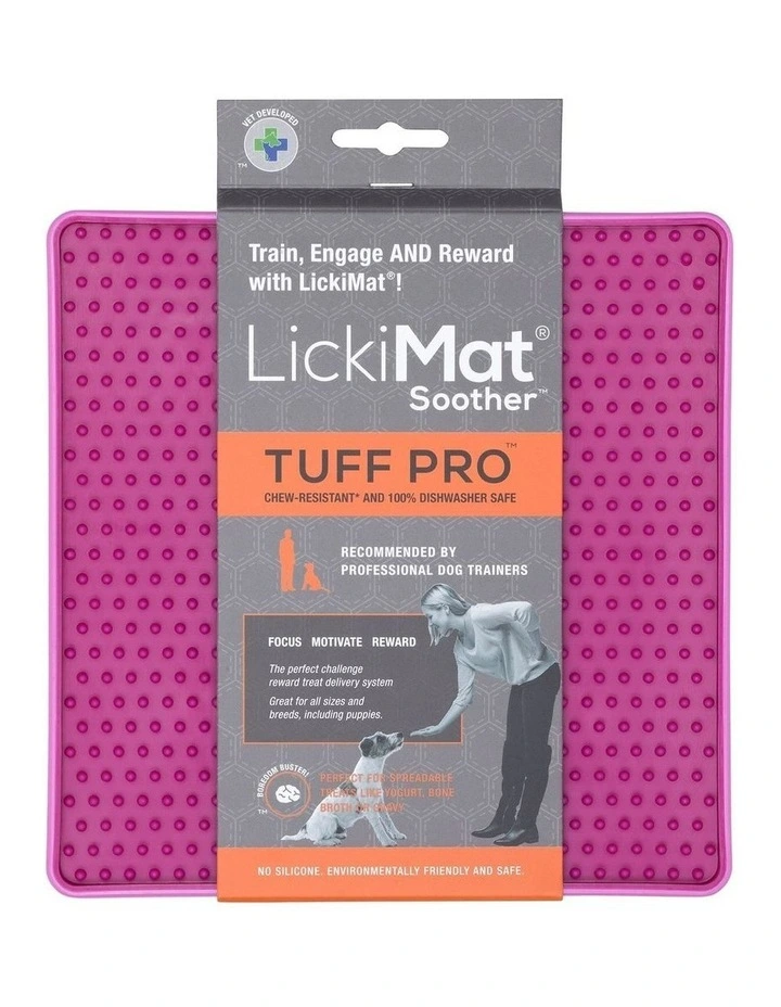 Soother PRO Tuff Slow Food Licking Mat for Dogs in Pink