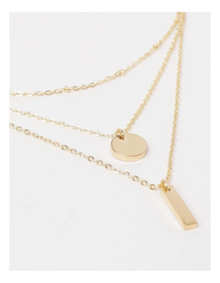 Stainless Steel 3 Lay Necklace in Gold