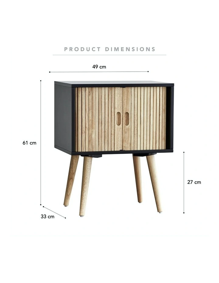 Dingley Accordion Bedside Table in Black/Brown