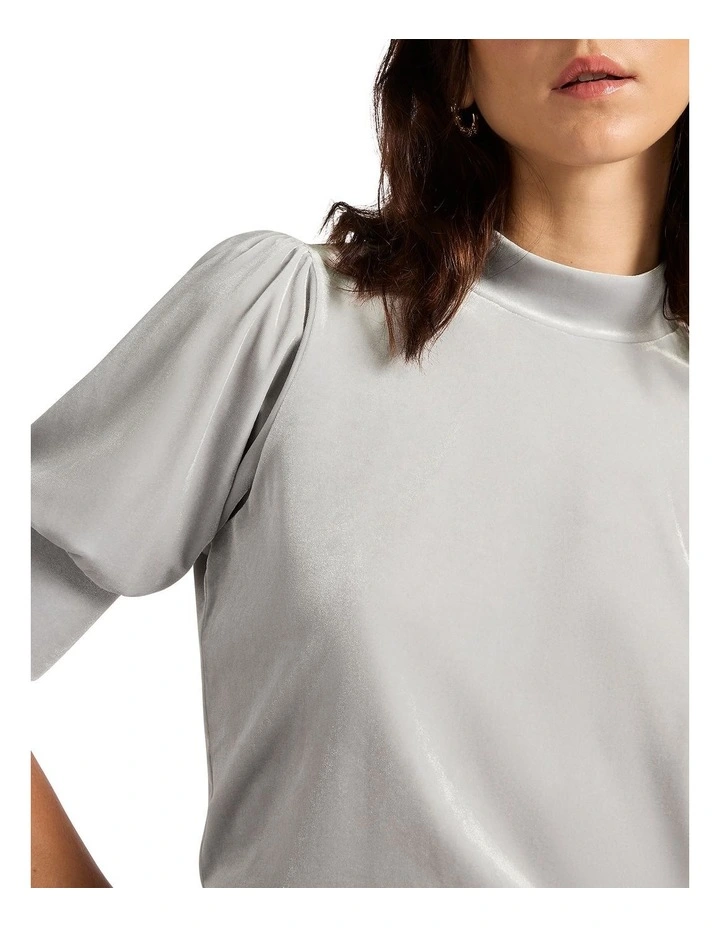 Vanessa Velvet Top in Silver