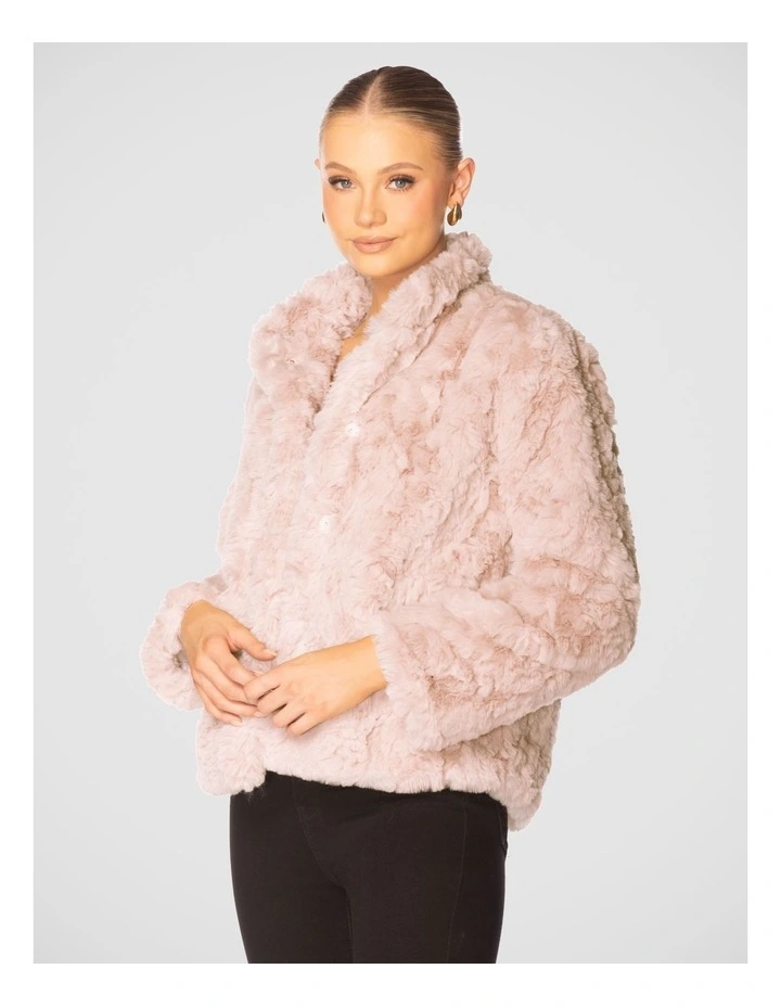 Evianna Faux Fur Jacket in Beige