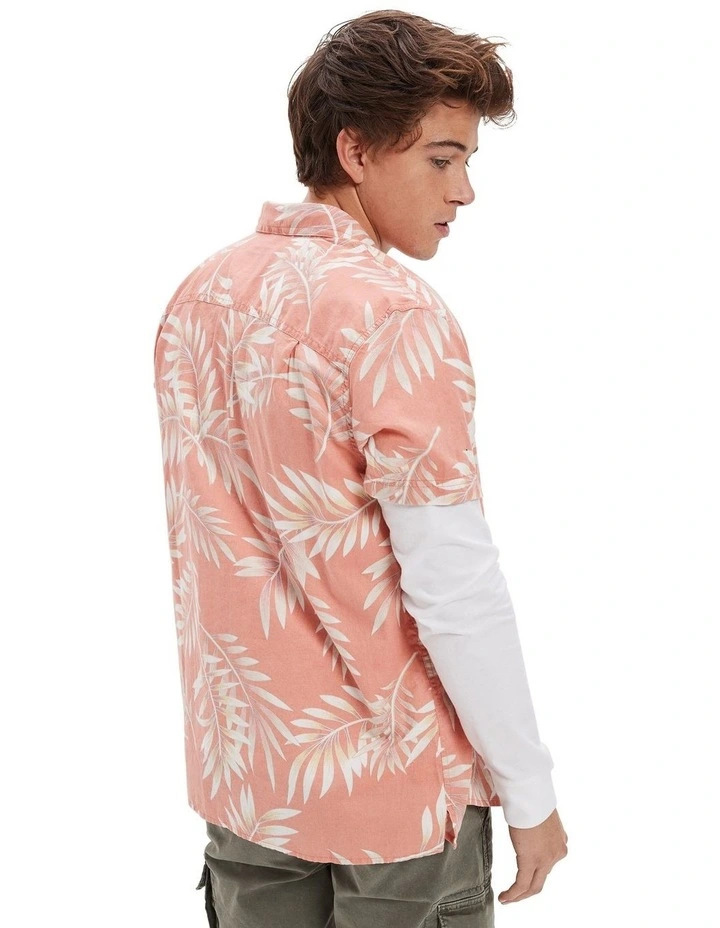 Tropical Button Up Shirt in Peach