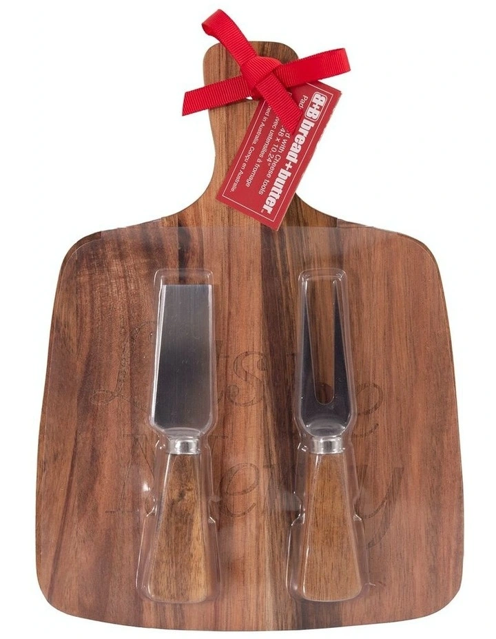 Rectangle Paddle Food Board with 2 Cheeese Knives