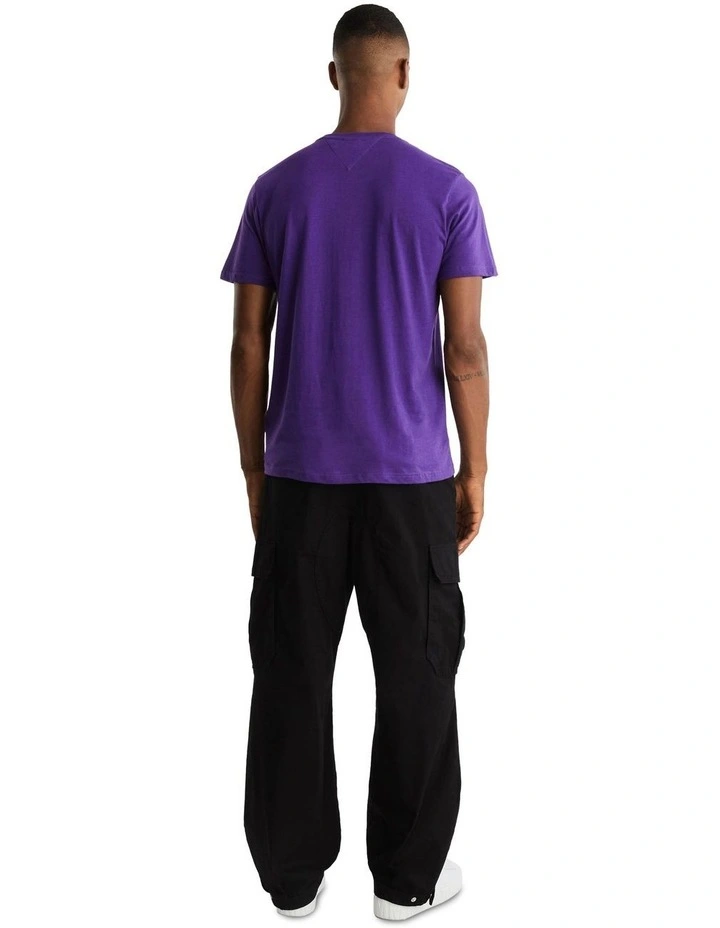 Regular Curved Letterman Tee in Purple