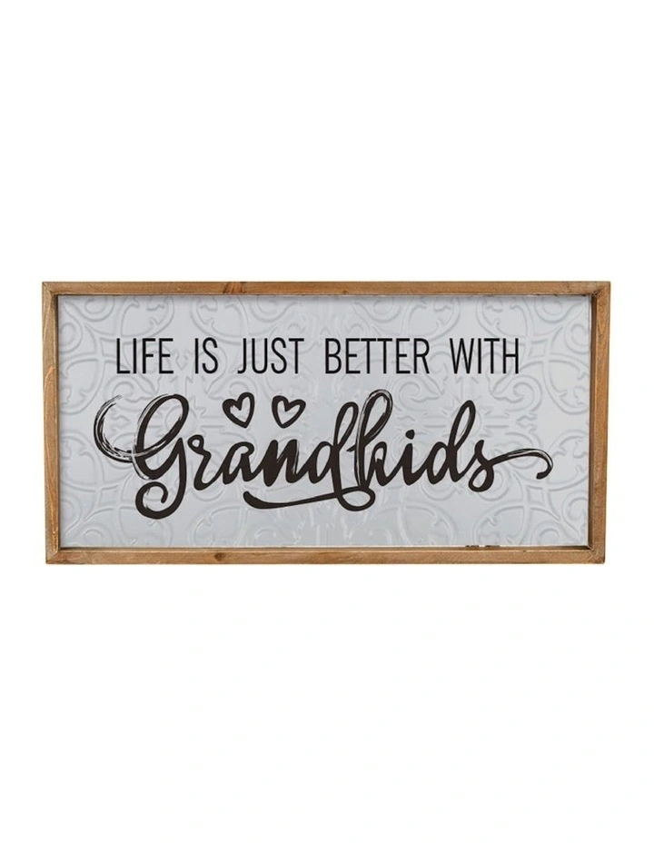 Grand Kids Timber Framed Wall Art in Black/Natural