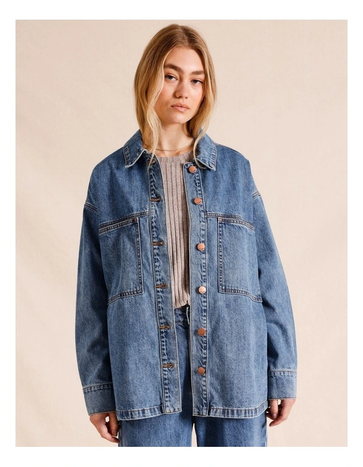 Oversized Denim Shacket in Denim