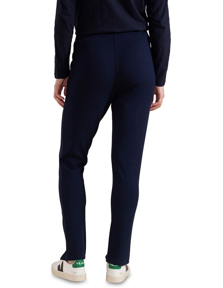 Full Length Zipper Ponte Legging in French Navy