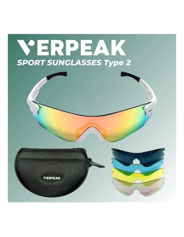 Sport Sunglasses UV400 Interchangeable Lens Breathable Type 2 in White