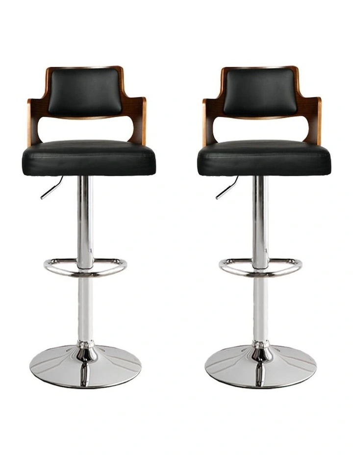 Gas Lift Wooden Metal Bar Stool 1x in Black