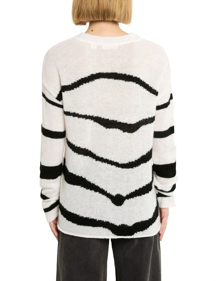 One Direction Stripe Knit Sweater in Black Multi