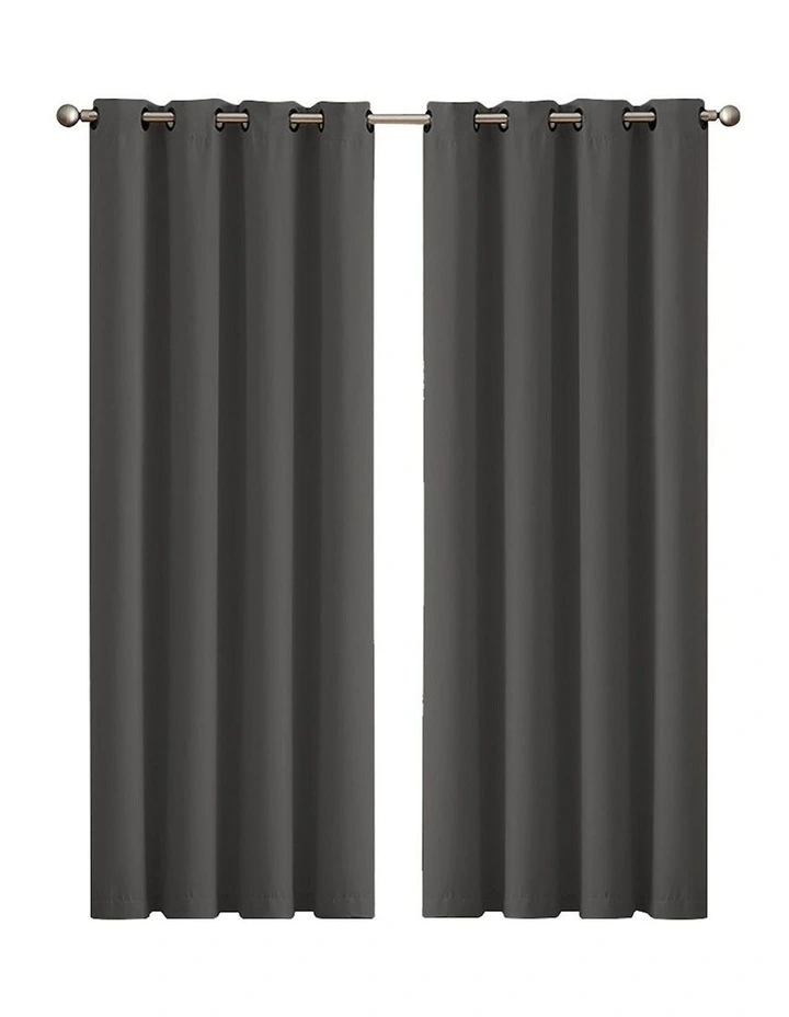 2x Marlow Blackout Curtain 132x213cm in Charcoal