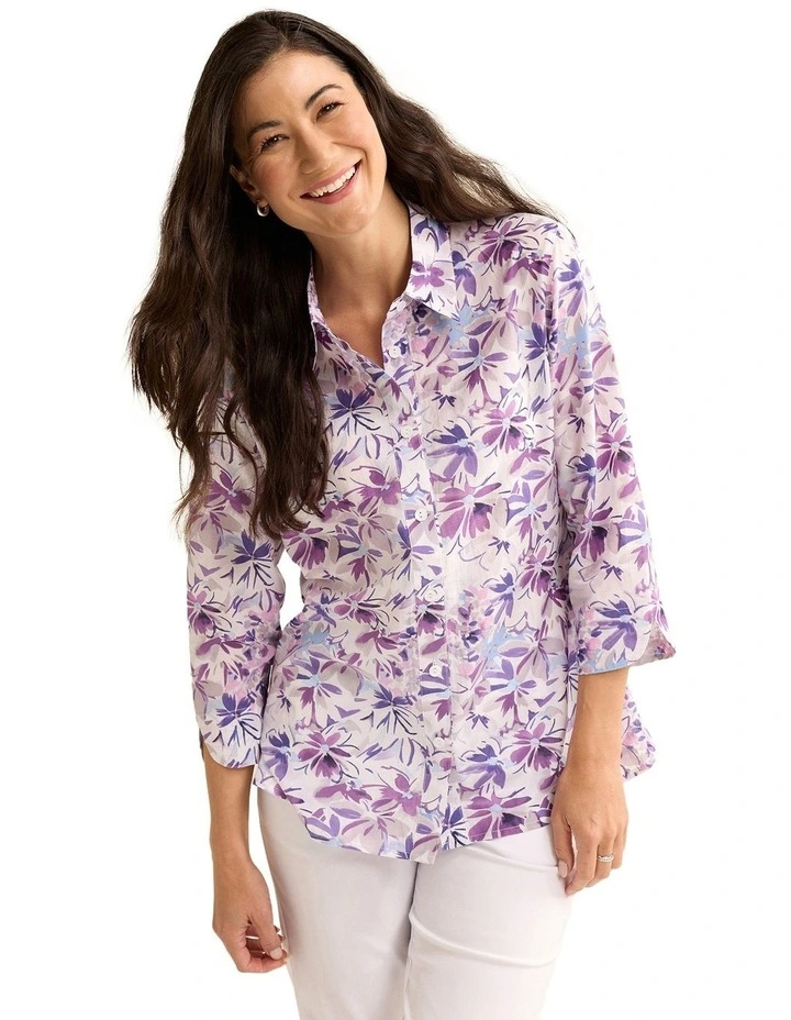 Verna 3/4 Sleeve Shirt in Wineberry