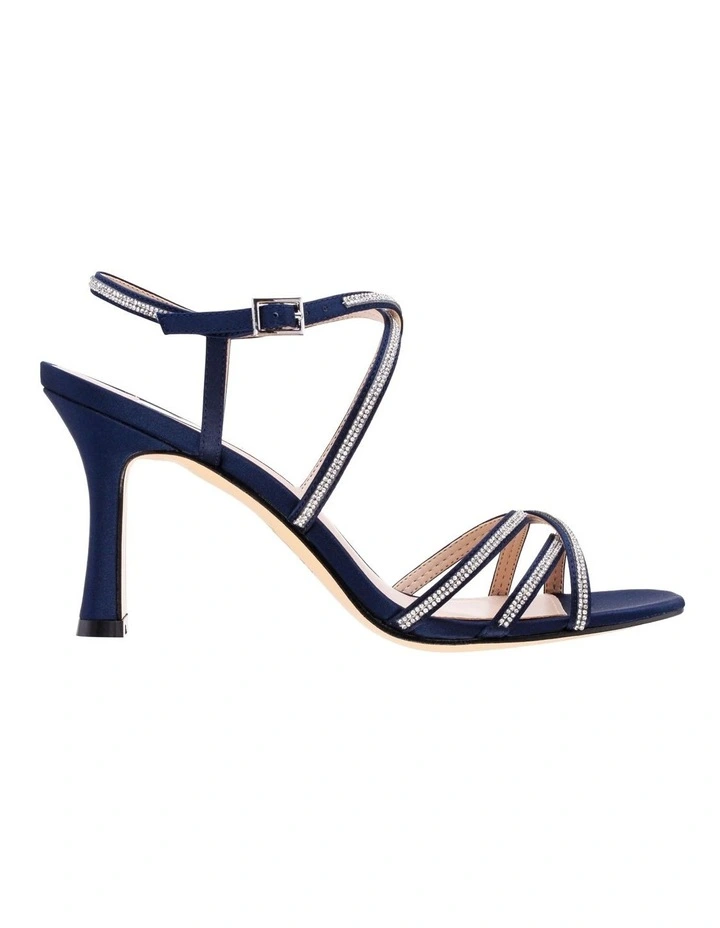 Anna Sandals in Navy Satin