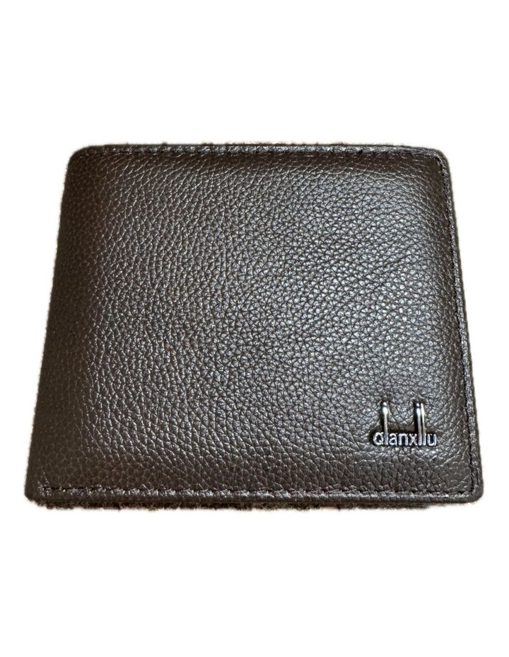 Genuine Leather Bi-Fold Wallet Coin Pocket in Brown