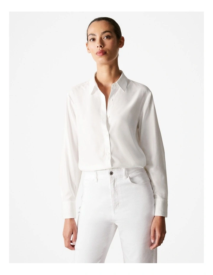 Cotton Modal Twill Shirt in White