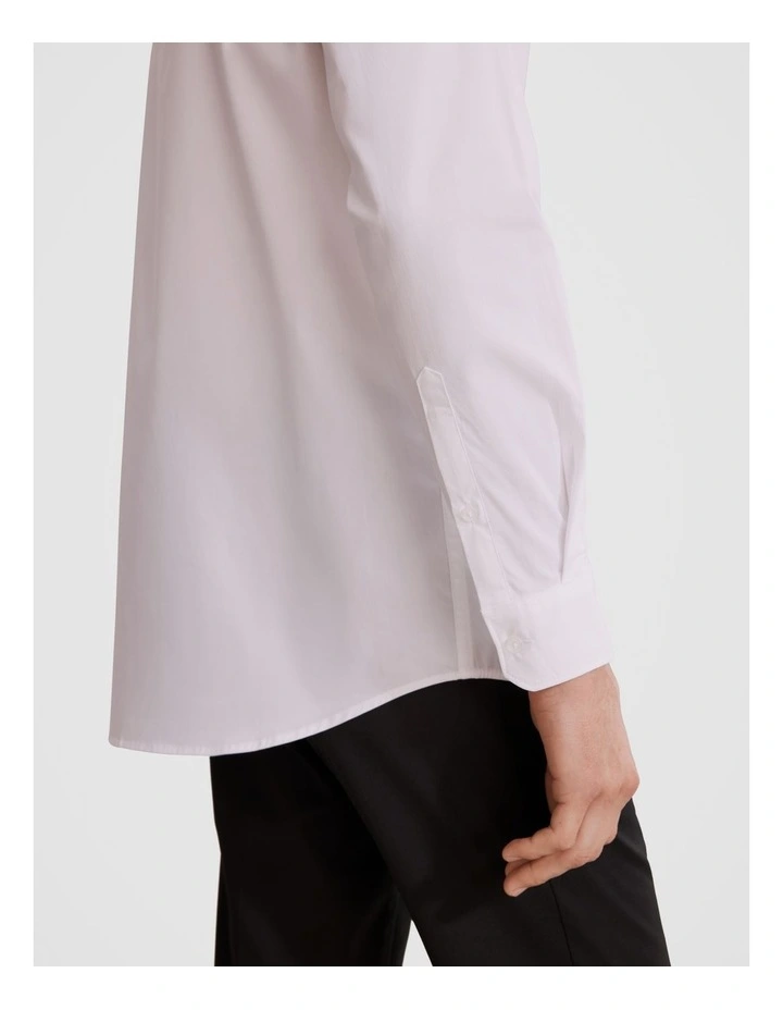 Tailored Fit Poplin Stretch Shirt in White