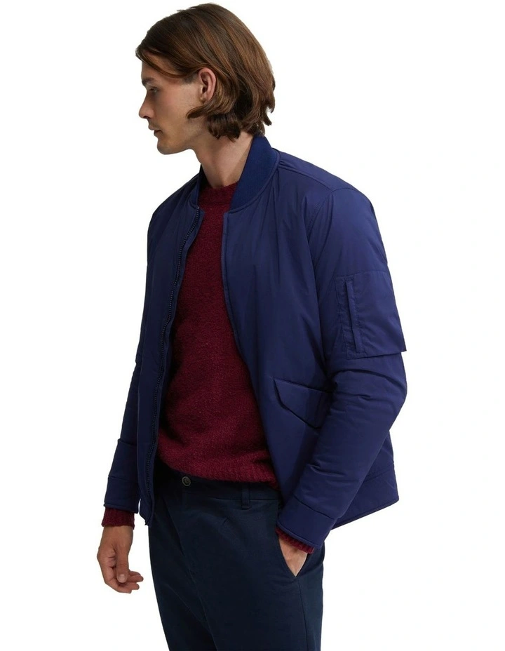 Hamish Padded Bomber Jacket in Navy