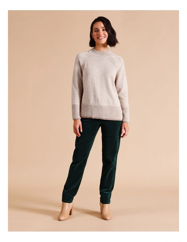 Recycled Cotton Blend 5 Pocket Stretch Cord Pant in Pine