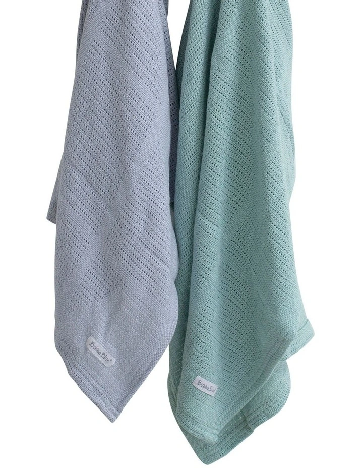 Nordic Cellular Blanket 2 Pack in Blue/Green