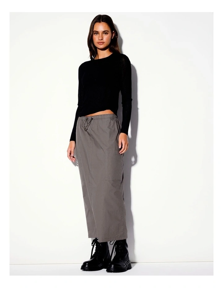 Organic Utility Maxi Skirt in Brown