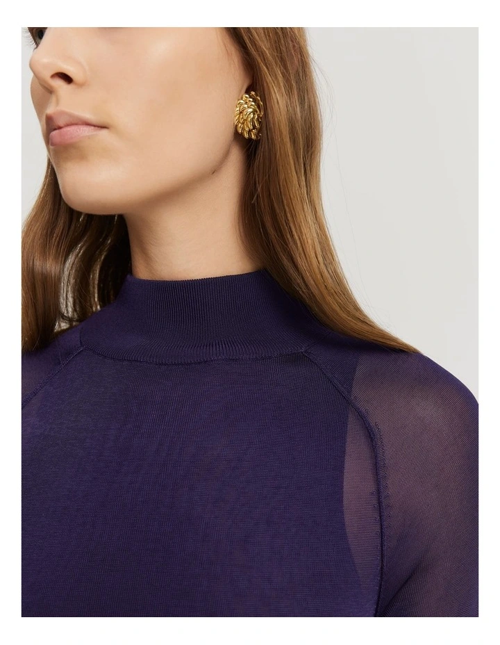 Sheer Knit Maxi Dress in Eggplant