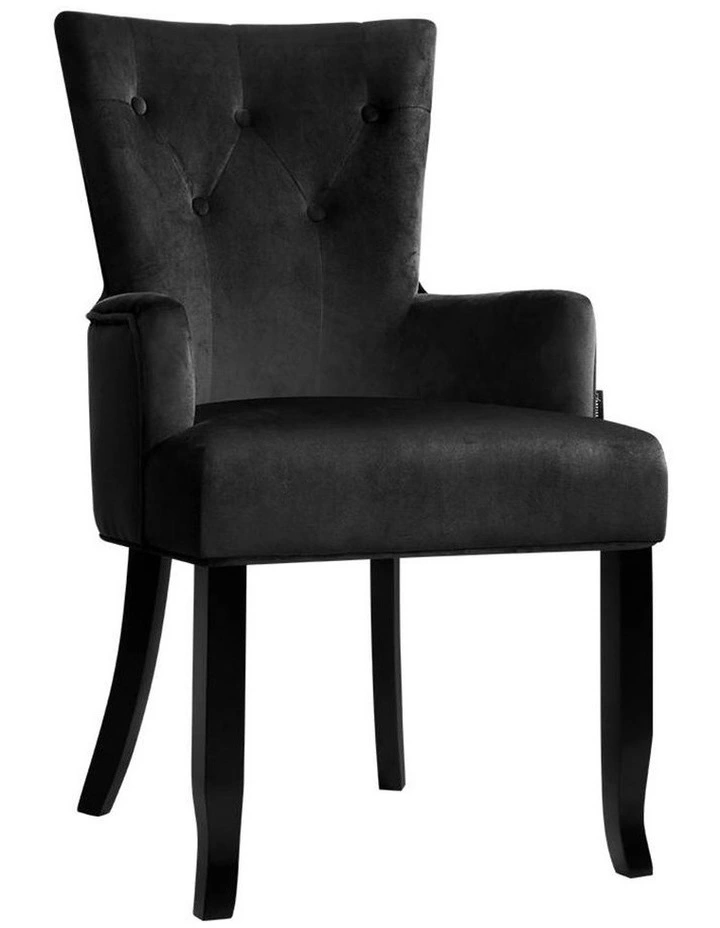 Dining Chair Velvet French Provincial Armchair in Black