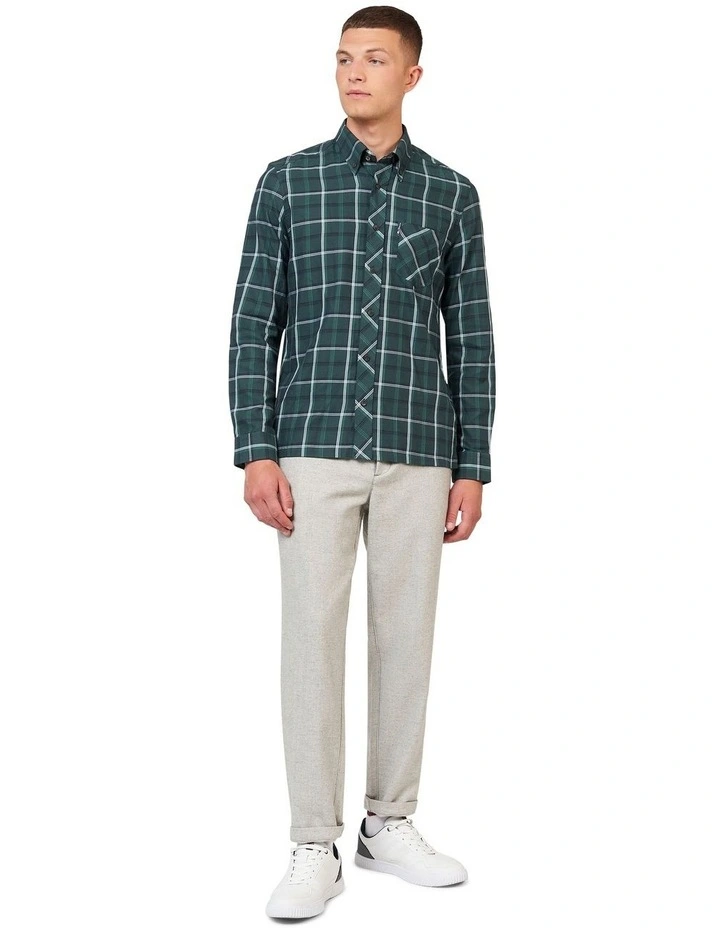 Grid Check Long Sleeve Shirt in Fraser Green