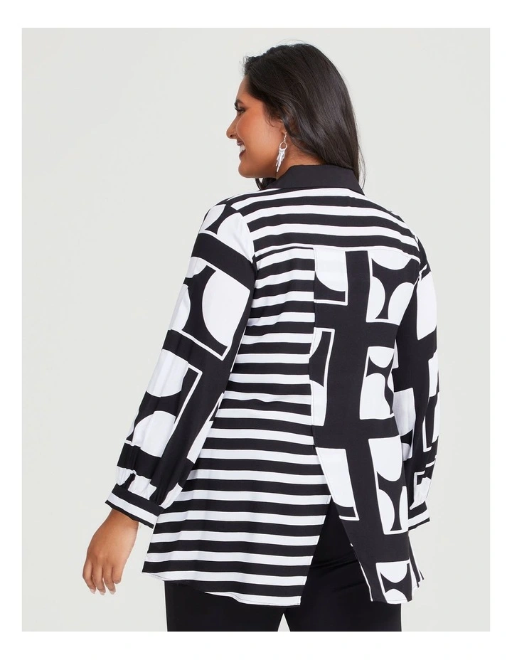 Bamboo Mood Geo Stripe Shirt in Black/White