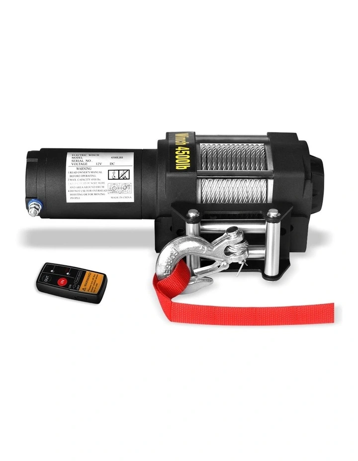 4500LBS 12V Car ATV 4WD Car Electric Winch in Black