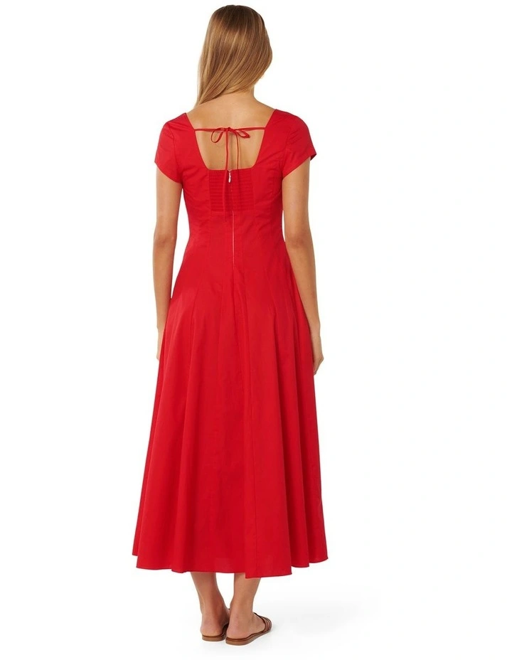 Raleigh Cap Sleeve Midi Dress in Red