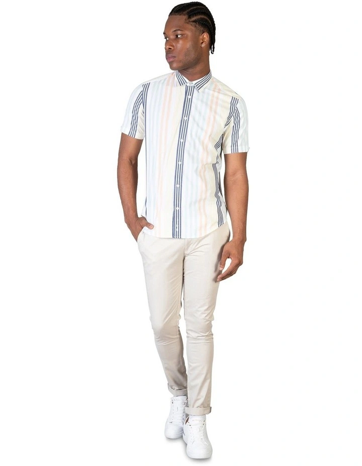 Bright Stripe Short Sleeve Shirt in White