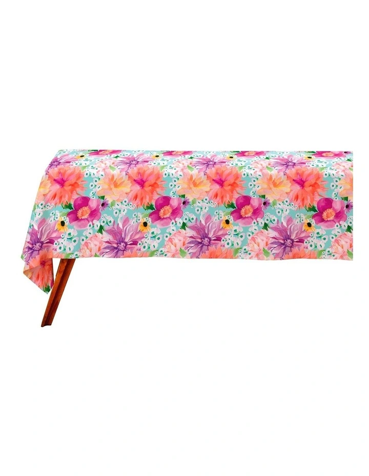 Teas & C's Dahlia Daze Cotton Rectangular Tablecloth 270x150cm in Multi