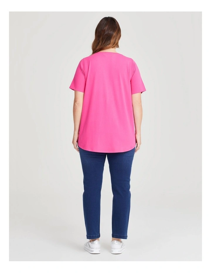 Australian Cotton V-neck T-shirt in Berry Fuchsia