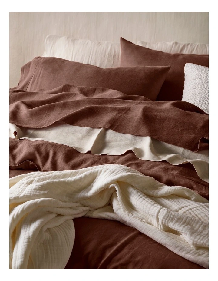Sandy Cape Washed Belgian Linen Sheet Set in Chocolate