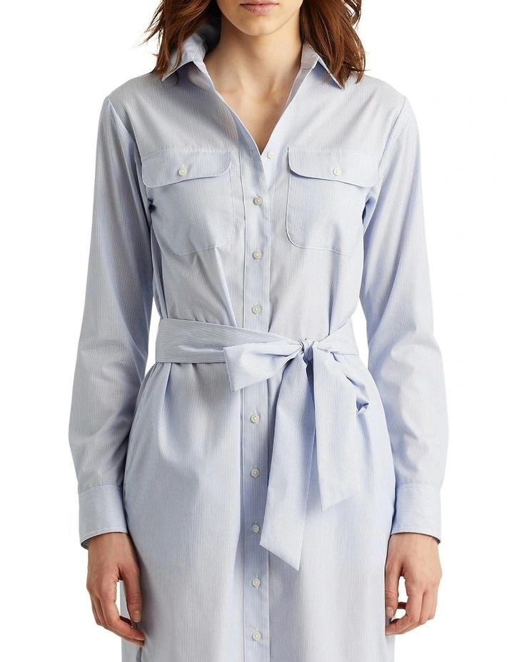 Striped Cotton Broadcloth Shirtdress