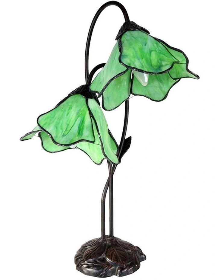 Twin Lotus Lamp Green