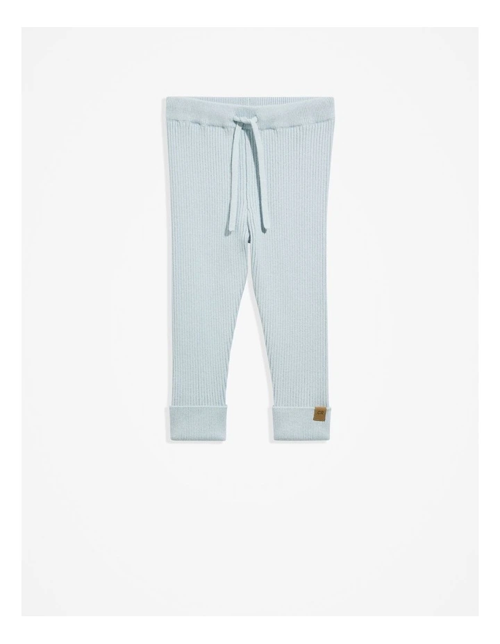 Organically Grown Cotton Blend Knit Legging in Washed Blue