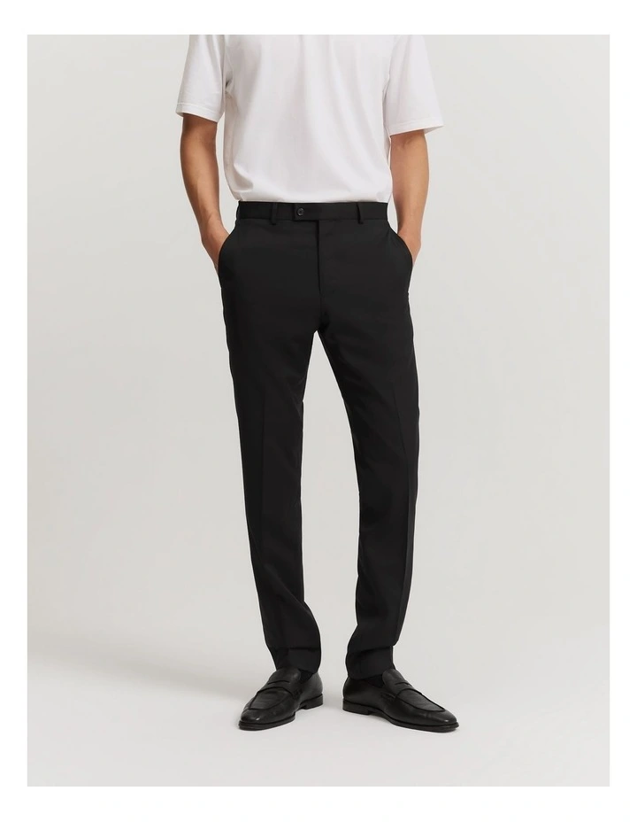 Slim Fit Australian Wool Travel Pant in Black